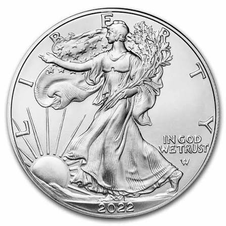 2022 Silver Eagle MS70 obverse showing flawless luster with no milk spots