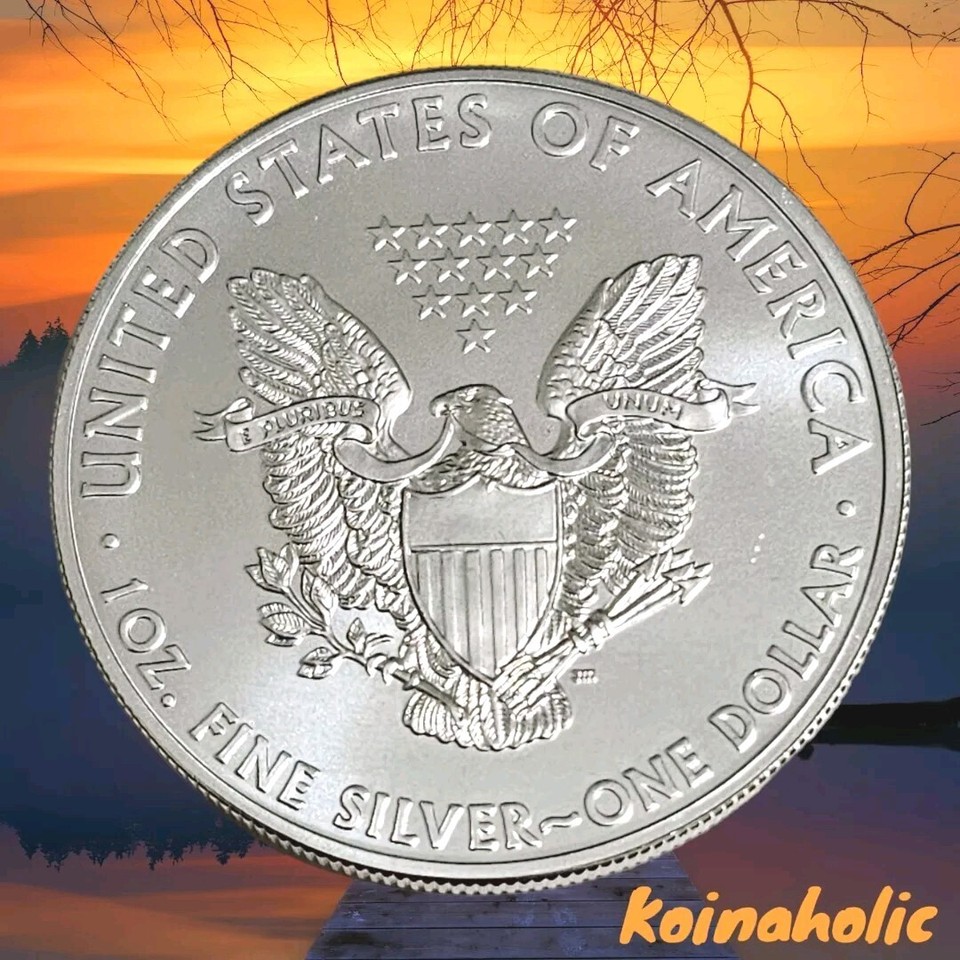 2022 Silver Eagle planchet lamination error showing delaminating silver layer on coin surface